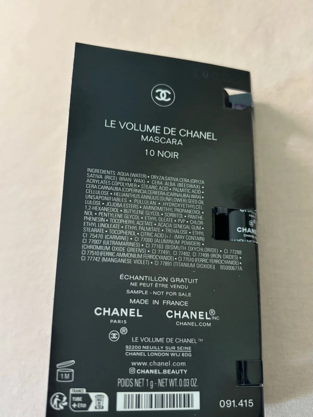 CHANEL Black Le Volume De Chanel Mascara 10 Noire travel size